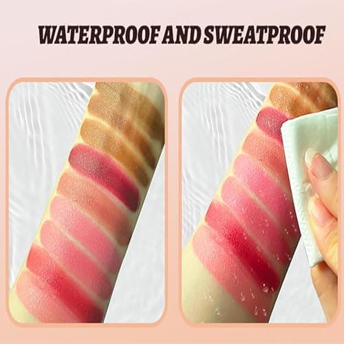 Palette de 12 couleurs d'anticernes et de fards à joues, longue tenue, résistante aux bavures, estompable, 2 en 1 fards à joues en crème au fini mat Palette de maquillage pour le visage (#02) thumbnail 9