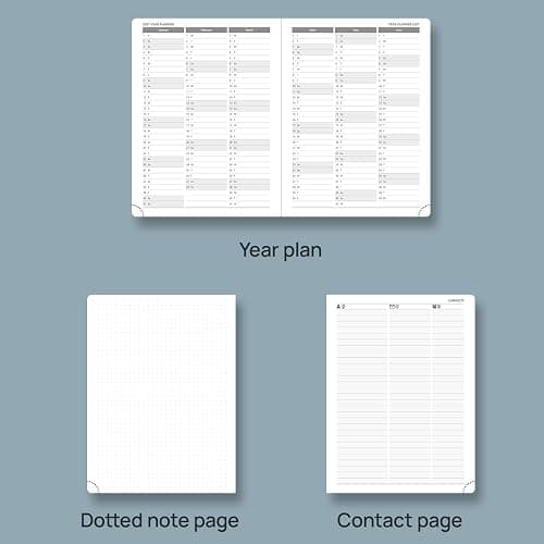 POPRUN 2026 Weekly & Monthly Planner Calendar, 6.75" x 8.75" Medium, Horizontal Layout with Lined Sections, Jan. 2026 - Dec. 2026, Leather Hardcover, 100GSM Paper, Inner Pocket - Black thumbnail 5