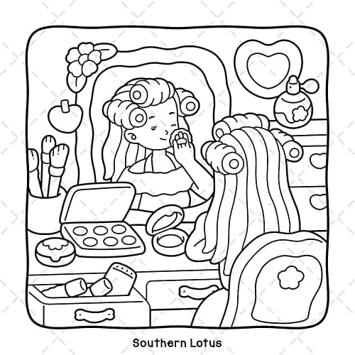 Girl Spaces: Vol.2 Coloring Book for Adults and Teens Featuring Cozy Moments and Daily Joys for Relaxation and Stress Relief (Cute & Easy Coloring) thumbnail 6