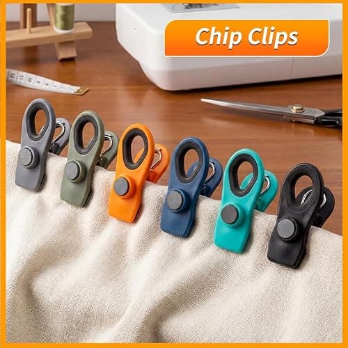 Hedameili Chip Clips (10pcs Colored: Black, Orange, Blue, Green, Gray) Magnetic Bag Clips with Silicone Textured Mouth and Embedded Magnets thumbnail 6