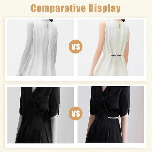 Frutain 2 Pcs Dress Waist Clip for Shawl Cardigan Sweater Clothes Pant Tightener（Black and Sliver thumbnail 2