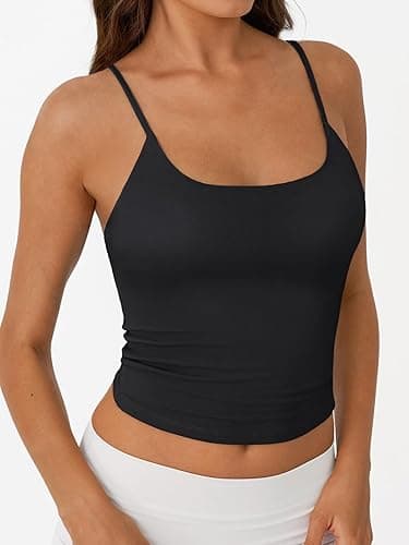 Trendy Queen Womens Summer Tank Tops Double Lined Going Out Teen Girls Y2k Sleeveless Backless 2025 Workout Cami Adjustable - Black - Small thumbnail 3