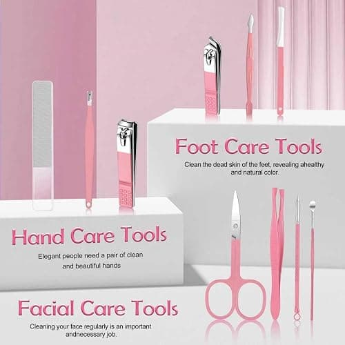10 in 1 Manicure kit for Women Professional Pink Nail kit, Nail Care kit and Personal Toe Nail Clippers, Complete Manicure Set Women with Travel Beauty Tools Convenience Set thumbnail 5