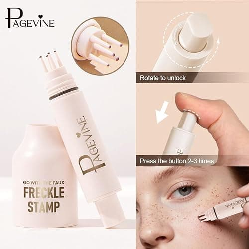 2025 Upgraded Faux Freckle Stamp Pen,Fake Freckles Stamp Waterproof,Natural Sun-Kissed Looking Freckle Maker with Quick Dry 5-Point Precision Stamp Head,Long Lasting Freckles Makeup Pen,#2 Medium. thumbnail 4