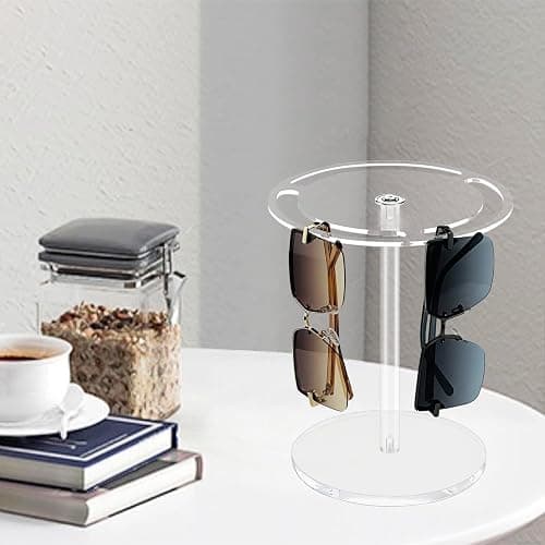 Bigfety Acrylic Sunglasses Holder Stand with 360 Rotating, Eyeglasses Display Rack Clear Glass Tabletop Organizer thumbnail 6