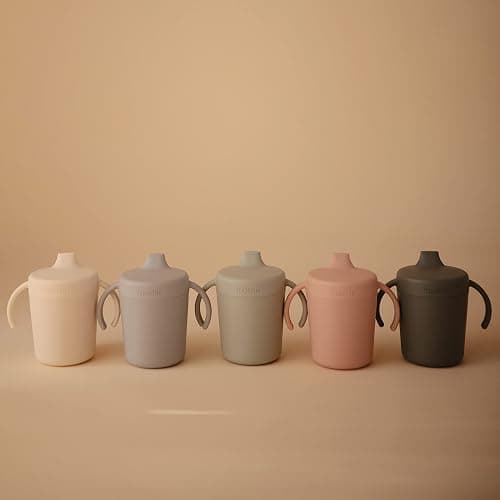 Mushie Trainer Sippy Cup | Made in Denmark | Leak Resistant Twist-Off Lid & Handles | 6 Months + (Cloud) thumbnail 7