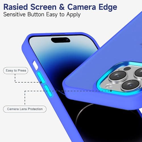 oakxco for iPhone 14 Pro Case Matte Clear, Translucent 14 Pro Phone Case, Anti-Fingerprint Frosted Hard Plastic & Soft Silicone Bumper, Slim Thin Smooth Cover for Men Women, Royal Blue - Royal Blue - 14 Pro thumbnail 4