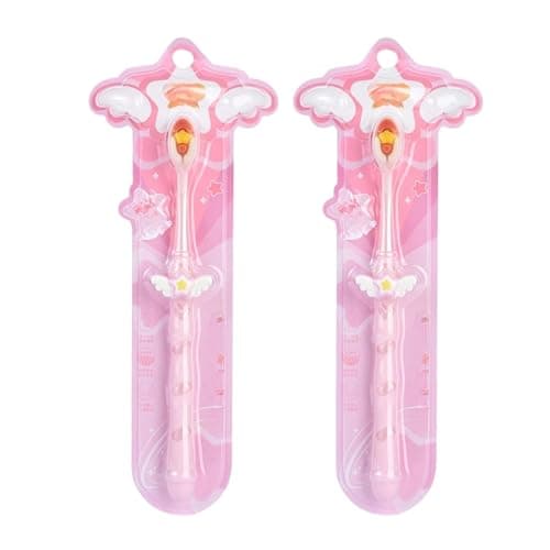 POMN Pink Soft Bristle Toothbrush Fairy Toothbrush Cute Girl Kid's Toothbrush Micro Fur Manual Toothbrush with 10000 Ultra Soft Bristle (2 Pack) - Image 1