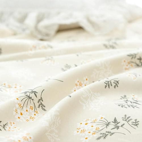 Duvet Cover King Size Floral, 100% Cotton 3 Pieces King Bedding Set Flowers, Garden Style Green Flower Pattern King Flower Duvet Cover, with Zipper Closure, Luxury Breathable Comfy thumbnail 5