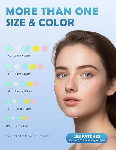 Dr. Zitacne Pimple Patches for Face, Star Hydrocolloid Acne Patches Professional 255 ct. 5 Colors & 5 Sizes(8/10/12/14/16mm) Suit Various Blemish, Cute Spot Stickers Invisible Zit Absorbing, Tea Tree thumbnail 2