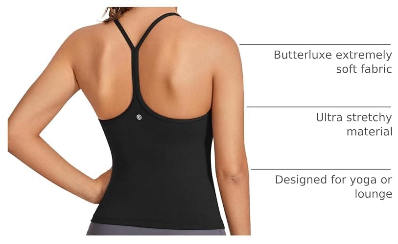CRZ YOGA Butterluxe Y Back Tank Tops | Built in Bra, Light Support, Removable Pads, Yoga, Extremely Soft, Scoop Neck, Spaghetti Straps, for Women thumbnail 4