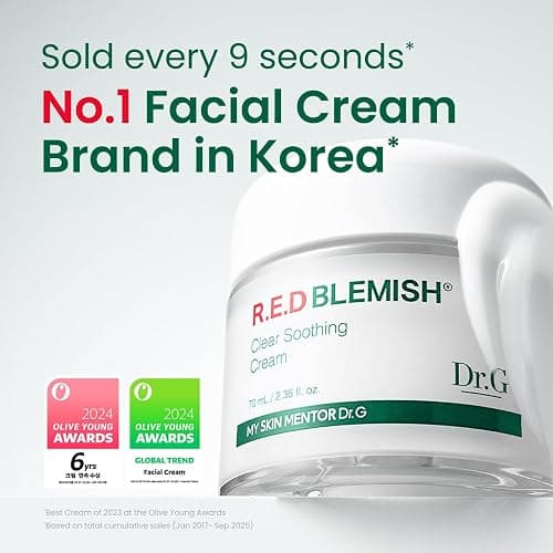 Dr. G R.E.D. Blemish Clear Soothing Cream - Calming Korean Moisturizer for Redness - Soothes Acne & Irritation - With Centella Asiatica - Long-Lasting Hydration - 2.36 fl oz thumbnail 2