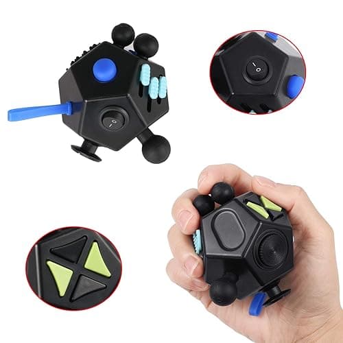 Fidget Dodecagon –12-Side Fidget Toys Cube Relieves Stress and Anxiety Anti Depression Travel Toy Christmas Stocking Stuffers Gifts for Children and Adults（A5 Black） thumbnail 6