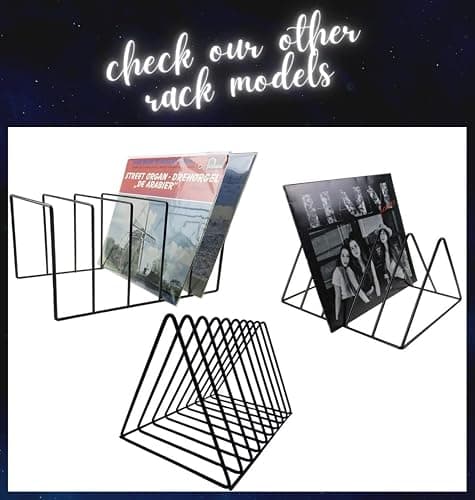 Vinyl Record Storage Holder Stand - Premium Triangle Metal Wire Magazine and Book Rack holds up to 33 Lp Album Records, Simple, Functional and Contemporary Vinyl Organizer - Small 5slots (Rose) thumbnail 7