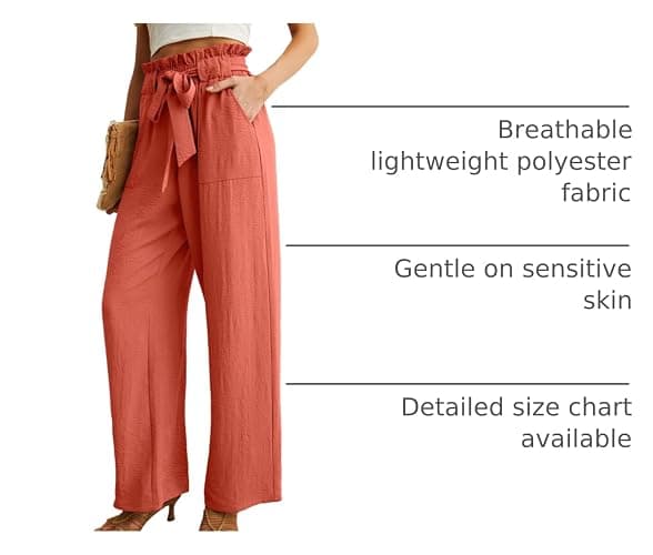 IWOLLENCE Women's Wide Leg Pants with Pockets High Waist Adjustable Knot Loose Casual Trousers Business Work Casual Pants thumbnail 3