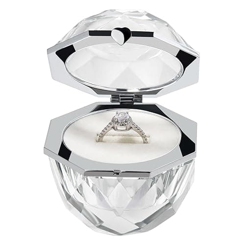 Wislist Crystal Ring Box for Proposal Diamond Ring Jewelry Velvet Holder Chest Organizer Earrings Jewelry Presentation Box for Proposal Engagement Wedding Ceremony Birthday Gift thumbnail 8