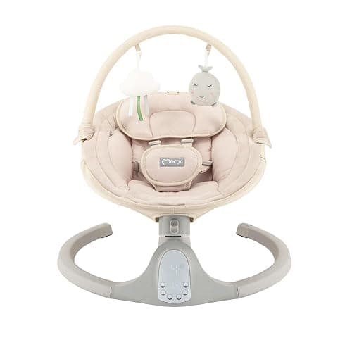Balancelle MoMi KENANI SAND jusqu'à 9 kg, écran LED, télécommande, Bluetooth pour smartphone, alimentation piles/secteur, harnais de sécurité 5 points, arche et jouets thumbnail 21