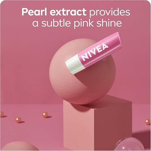 NIVEA Pearly Shine Lip Balm | Pearly Pink Shimmer Tinted Lip Care, 24H Hydration | 2x4.8g Tubes thumbnail 4