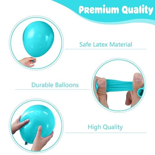 Ocean Balloons,12 Inch Teal Blue Pearl Blue Metallic Blue Clear Balloons and Confetti Balloon with Ribbon for Sea Themed Pool Birthday Baby Shower Decorations thumbnail 4
