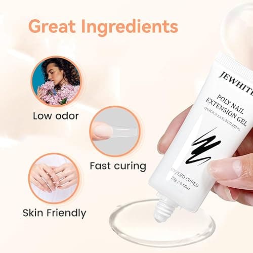 JEWHITENY 2PCS 25g Poly Nail Gel Clear Poly Gel Builder Natural Looking And Long Lasting,Trendy Nail Art Design Salon Professional Technician Tool for Beginner Need U V Lamp Curing thumbnail 2
