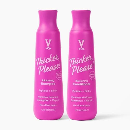 V&Co. Beauty Thickening Hair Shampoo & Conditioner Set (12 Oz. Each) with Peptide Technology, Biotin and Coconut Oil, Sulfate Free Shampoo & All Natural Conditioner for Thickening Hair, Builds Density - Image 1