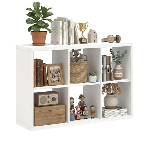WannabeMyself【2026 Wooden Thick Frame】 6 Cube Storage Organizer with Anti-Tipping Kits, Reversible Open Back Book Shelf,Bookcase for Living Room,Bedroom,Entrance Hall,Office,11.6×36.3×24.6,White - Image 1
