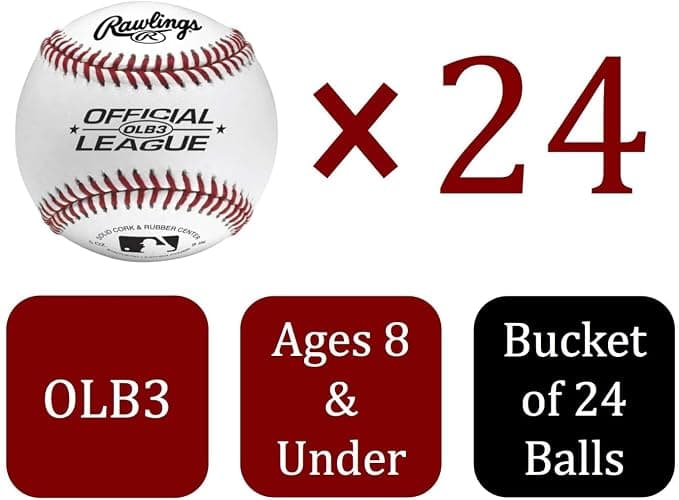 Rawlings | Official League Recreational Use Practice Baseballs | Youth/8U | OLB3 | Bucket | 24 Count thumbnail 2