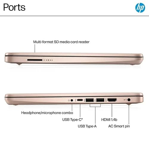 HP Rose Gold Ultrabook 14 Laptop with Office 365, Intel 4-Core CPU, 1.1TB Storage (1TB OneDrive and 128GB Emmc), 8GB RAM, Windows 11, No Mouse thumbnail 8
