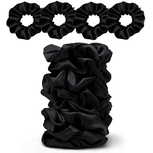 Satin Scrunchies for Women – 8PCS Black Silk Hair Ties – No Crease, Frizz-Free, Gentle Elastic Hair Bands for Thick & Thin Hair, Soft & Stylish Hair Accessories Gifts thumbnail 7