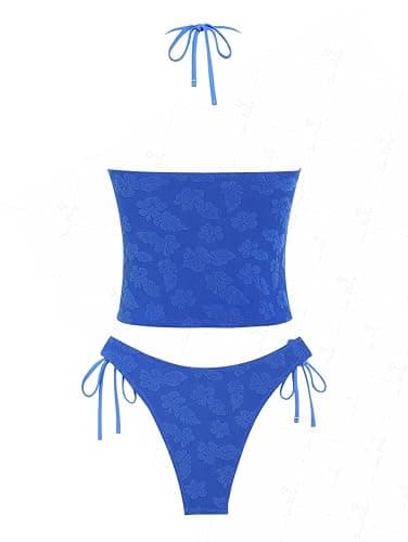 seamoly Women's Tankinis Striped Halter String Tie Side 2 Piece Tankini Sets Swimsuit thumbnail 4