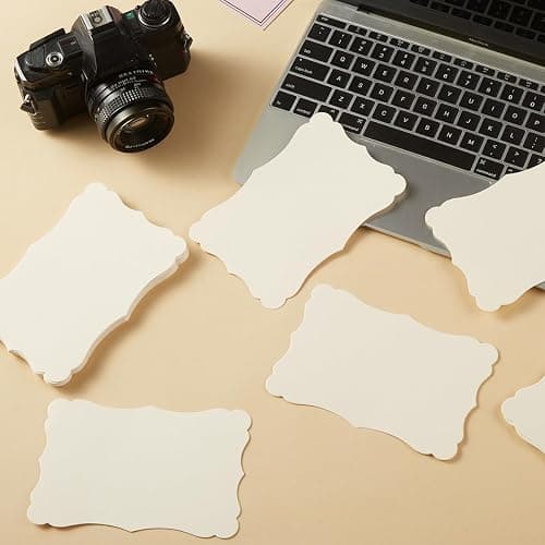 50 Pack Blank Kraft Cards Cardstock Thick Paper Brown Greeting Cards for DIY Gift Card Menus, Baby Shower and Wedding Invitations (Cream, 4x6IN) thumbnail 2
