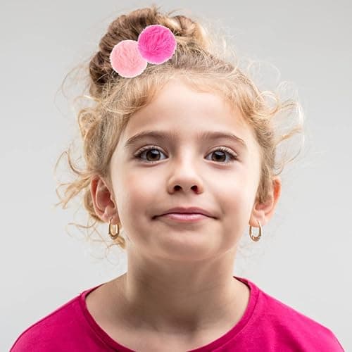 Lusofie 4 Pairs Pom Pom Hair Ties - 8pcs Baby Hair Pom Poms Halloween | Elastic Fluffy Hair Ties Hot Pink Hair Accessories ，Christmas Hair Pom Poms , fuzzy scrunchies thumbnail 9