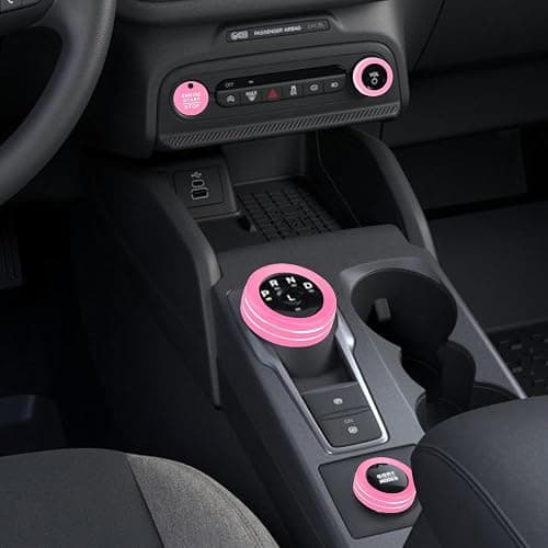 HDUFC for Ford Bronco Sport 2025-up (not Suitable for Bronco) Alloy car Interior Accessories, Shift knob Cover, Switch Button Cover, Headlight, Volume, 4WD knob Cover, 5-Piece Set (Pink) thumbnail 3