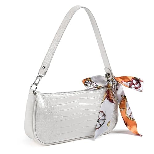 Aucuu Leather Shoulder Bag for Women, Mini Handbag with Crocodile Pattern Retro Soft PU Leather Small Crossbody Bag Classic for Women 90s Mini Bags with Chain thumbnail 9