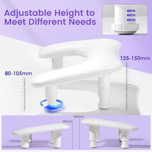 Big Arm Rest for Nails Tech: 2nd Generation U-Shaped Manicure Nail Arm Rest Stand Height Adjustable Armrest Microfiber PU Leather Hand Rest Pillow for Acrylic Nails (White) thumbnail 2