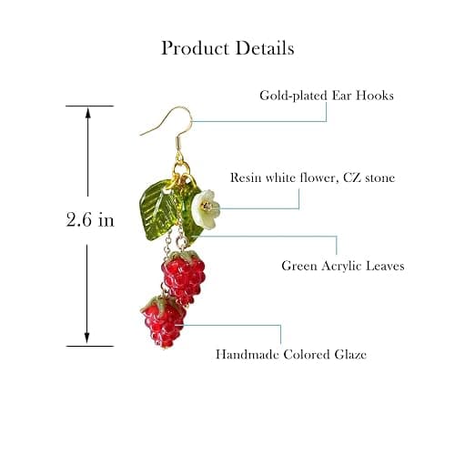 Cute Fruit earring,Dangle Drop Lightweight Food Earrings for Women thumbnail 4