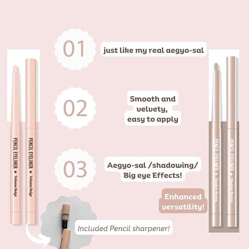Produco [thebom] AegyoSal Eyeliner Under-Eye Enhancing Pencil Highlighter Eye Makeup (2set) (Volume Beige + Shadow Brown) thumbnail 5