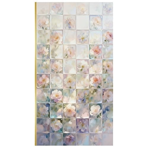 Fensterfolie Blickdicht 90x200CM Lichtrosa Blumen Statisch Selbsthaftend Dekorative Folie, Abnehmbare Glasfolien Anti-UV, für Badezimmer küche thumbnail 3