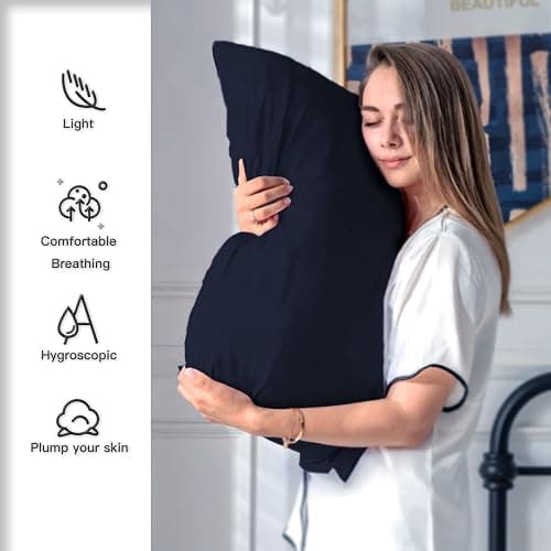 Silk Pillowcase for Hair and Skin,Soft,Breathable and Sliky 100% Standard Size Pillow Cases Set of 2,Both Sides Natural Mulberry Silk Pillowcases with Hidden Zipper(Standard Size 20"X 26",2pcs) thumbnail 3