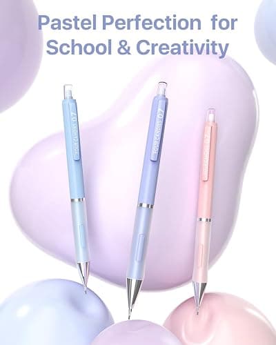 Four Candies Pastel Mechanical Pencil Set - 6PCS 0.5 mm & 0.7 mm & 0.9 mm Cute Mechanical Pencils with 360PCS HB Lead Refills, 3PCS Erasers and 9PCS Eraser Refills, Led Pencils Mechanical for Writing thumbnail 2