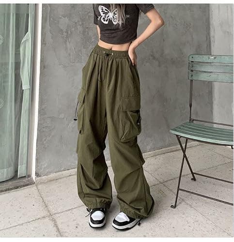 Women Cargo Pants Baggy Y2K Clothing Multi Pockets High Waist Loose Straight Leg Pants Vintage Grunge Aesthetic Clothes thumbnail 3