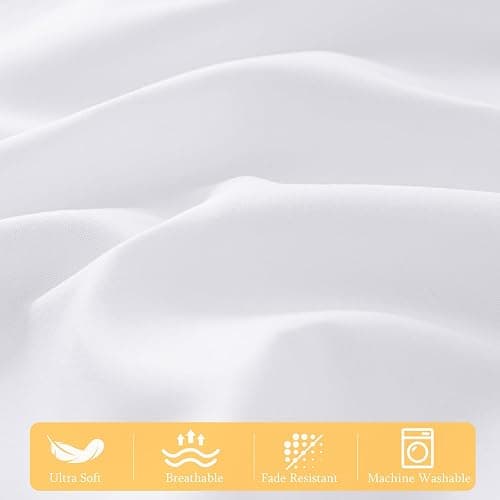 vveiiye Standard Pillow Shams Set of 2 White Pillow Shams Soft Microfiber Pillow Covers with Envelope Closure, Fade, Wrinkle and Shrink Resistant Bed Pillow Cases, 20 × 26 Inches thumbnail 7