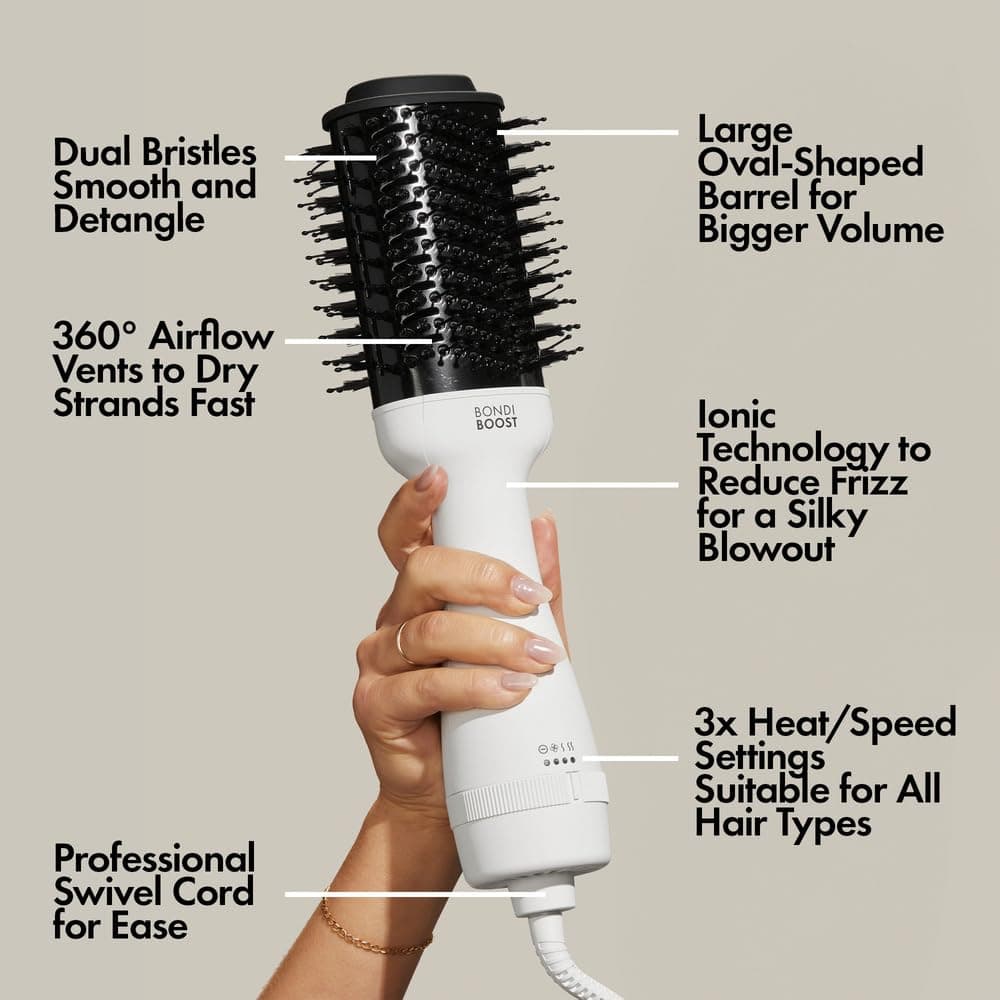 BondiBoost Blowout Brush Pro Hair Dryer & Hair Brush [75MM] - Oval Shape Hair Styler & Volumizer for Smooth/Frizz-Free Results - Great for All Hair Types - 3X Heat/Speed Options - 360° Airflow Vents thumbnail 5
