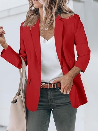 Cicy Bell Womens Casual Blazers Open Front Long Sleeve Work Office Suit Jackets Blazer thumbnail 2