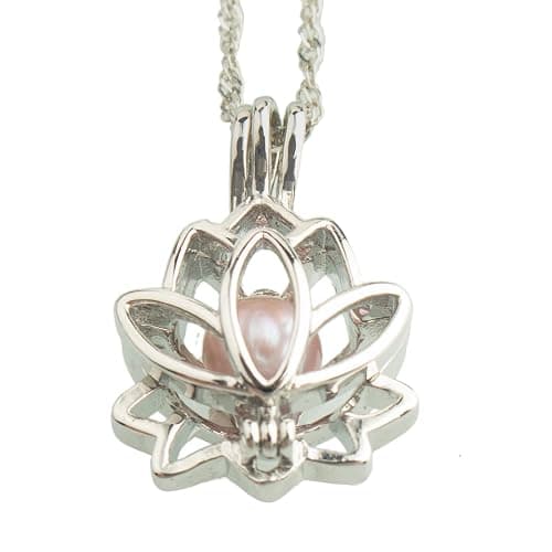 MilkyWay Wish Pearl Necklace Kit, DIY Necklace Making Kit, lotus Necklace Cage Locket Cultured Pearl in Oyster Set, 16.9", Surprise Gift For Wife, Girlfriend,Mother - D thumbnail 6