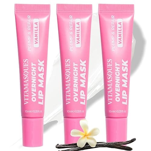 Vitamasques Overnight Lip Mask - Hydrating Vanilla Lip Balm Moisturizer with Vitamins & Natural Oil Hydrates, Nourishes & Plumps Lips Area - Korean Skin Care Lip Care Products (Pack of 3) - Image 1