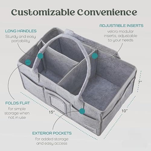 Coreint Nappy Caddy Organiser Large,Diaper Caddy,Unique Stylish Baby Shower Gifts For Mum Nursery Storage Basket - New Born Gift -,New born Essentials - Nursery Decor- Baby Accessories thumbnail 2