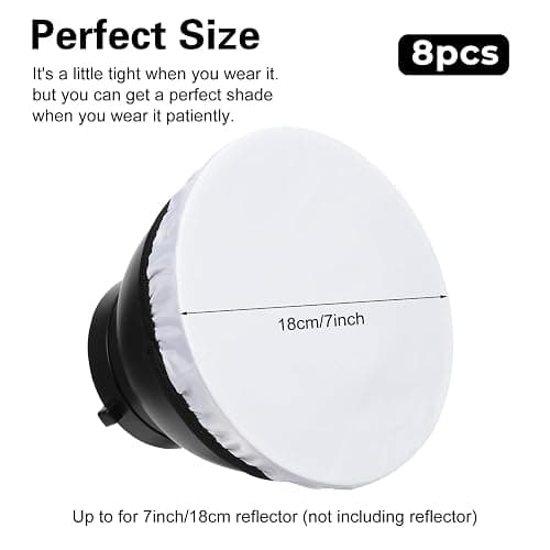 7"/18cm Light Diffuser,Soft Diffuser Lamp Cover White Lamp Shade Diffusers,Great for Studio Strobe Reflectors, Video Shooting (8Pcs) thumbnail 2