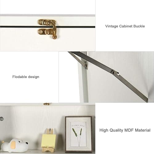 YUSING Wall Mounted Table, Fold Out Convertible Desk Multi-Function Computer Desk Writing Desk Home Office Wood Wall Floating Desk with Large Storage Area thumbnail 4