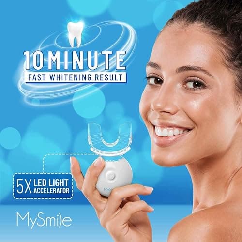 MySmile Teeth Whitening Kit with LED Light, 10 Min Non-Sensitive Fast Teeth Whitener with 3 Carbamide Peroxide Whitening Gel, Helps to Remove Stains from Coffee, Smoking, Wines, Soda, Food thumbnail 4